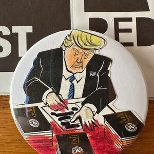 Hand made art collage pin back Button